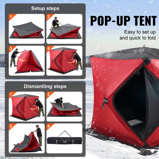 VEVOR Vistent 3-4 Personen Visparaplu Campingtent Ijsvissen Tent 1,8x1,8x2m van Vevor — afbeelding 5