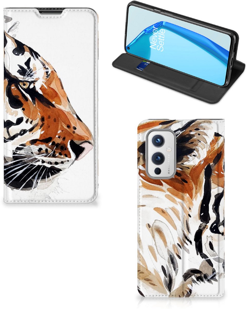 Bookcase OnePlus 9 Watercolor Tiger
