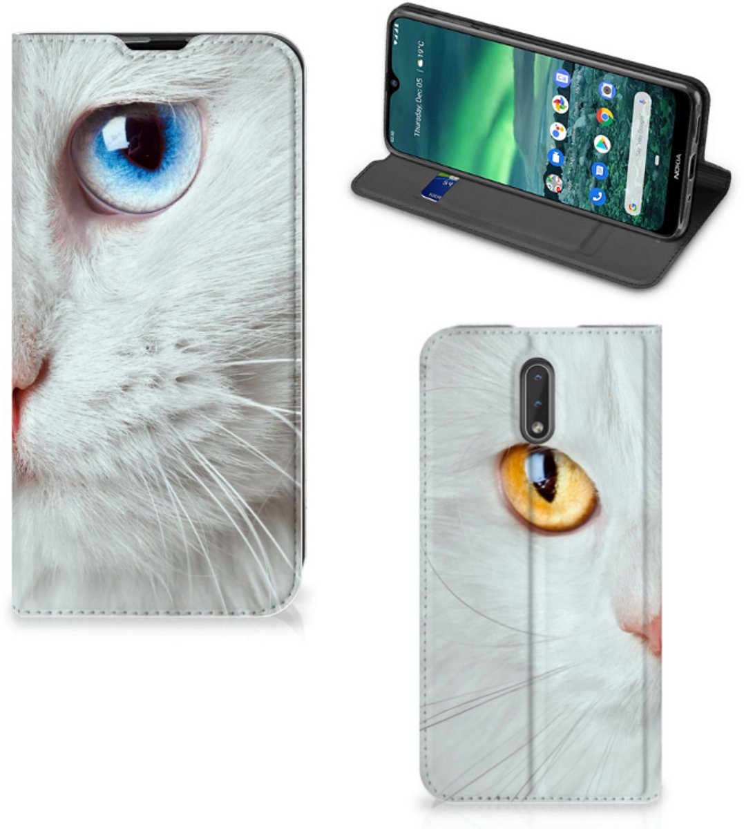 Nokia 2.3 Hoesje maken Witte Kat