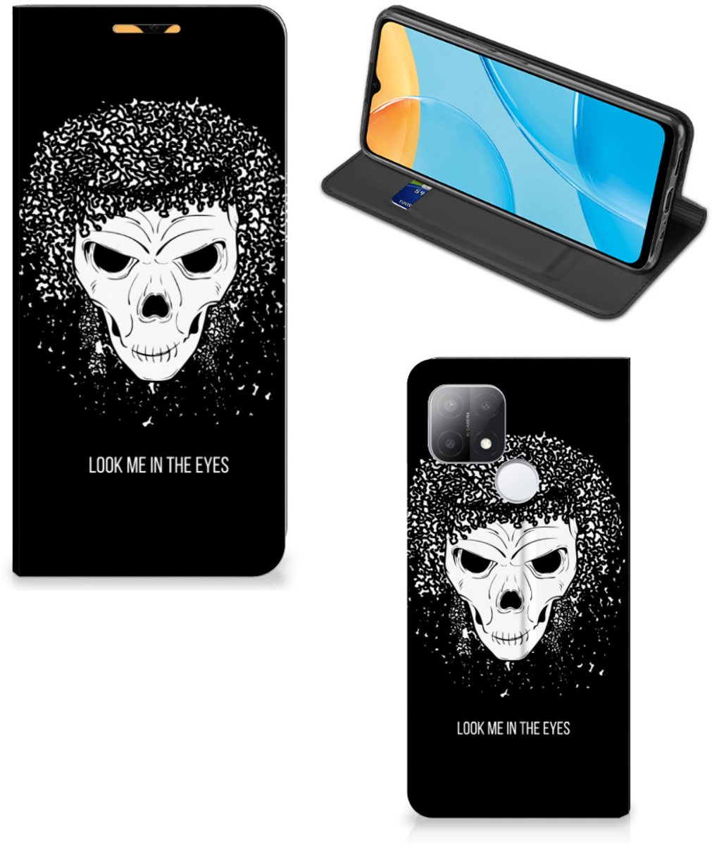 Mobiel BookCase OPPO A15 Skull Hair