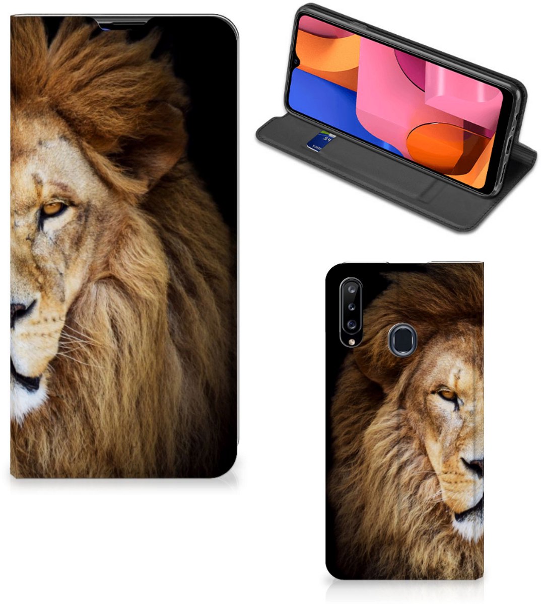 Book Case voor Samsung Galaxy A20s Hoesje maken Leeuw