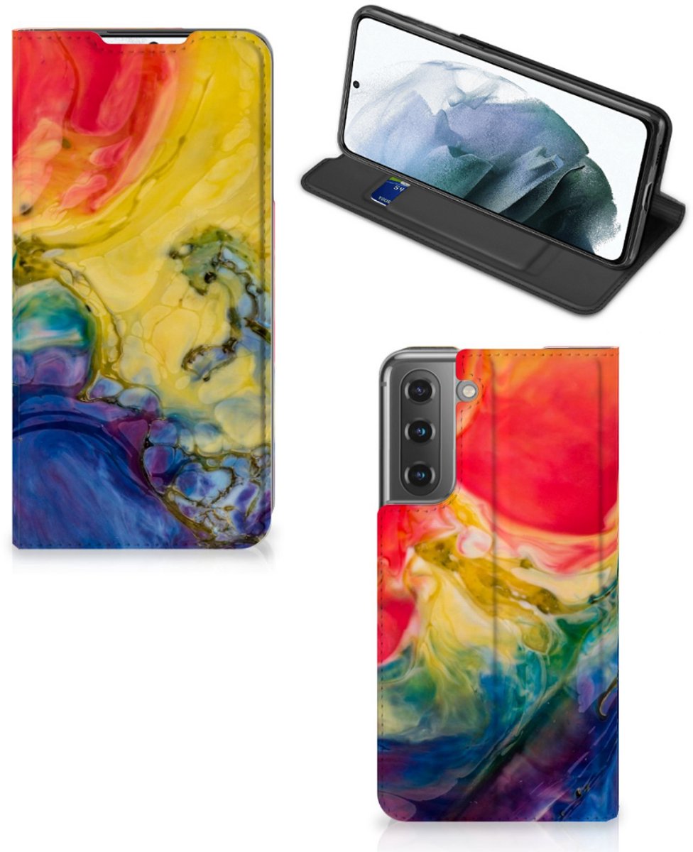 Standcase Hoesje voor Bookcase Samsung Galaxy S21 FE Watercolor Dark