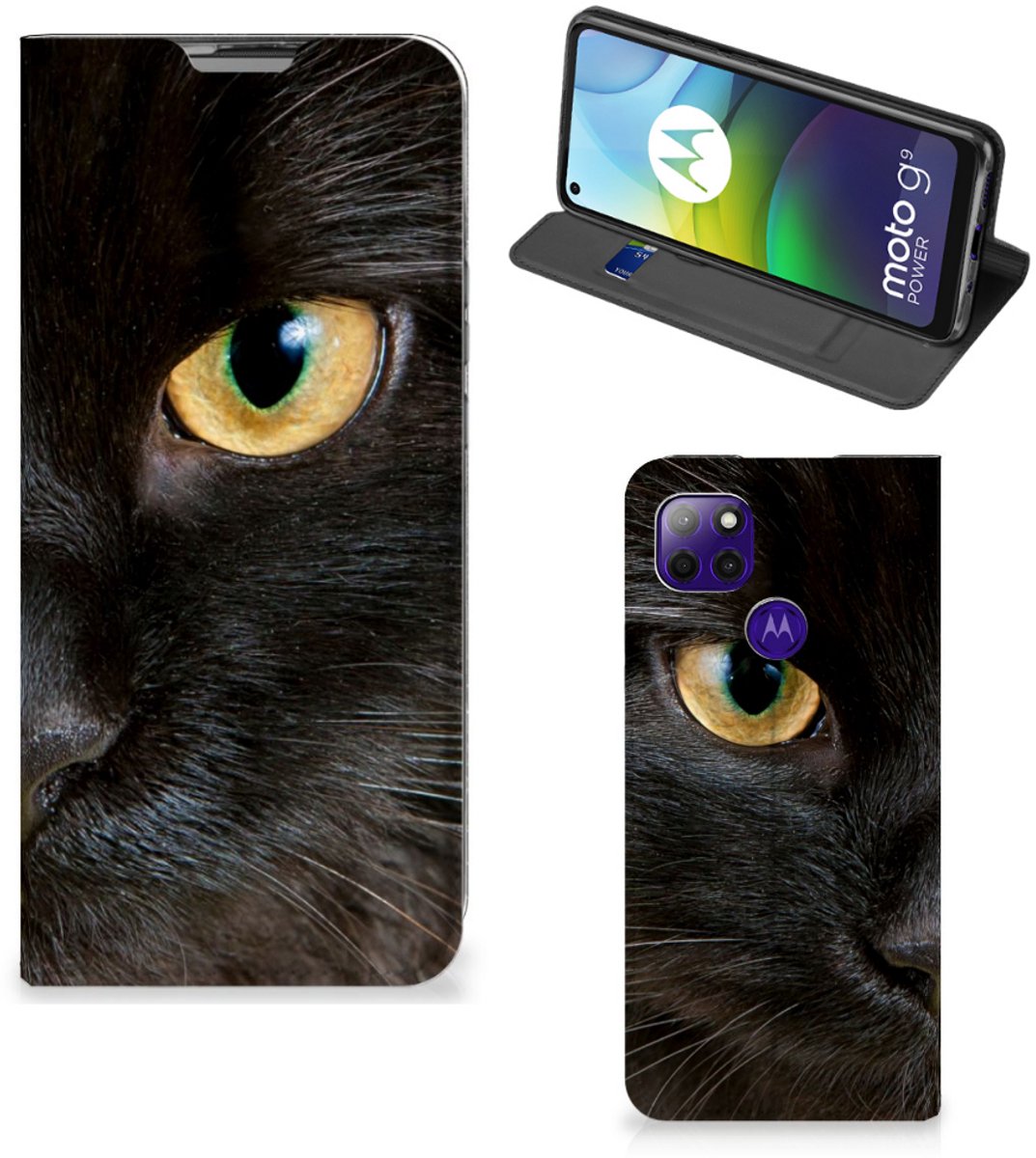 Motorola Moto G9 Power Hoesje maken Zwarte Kat