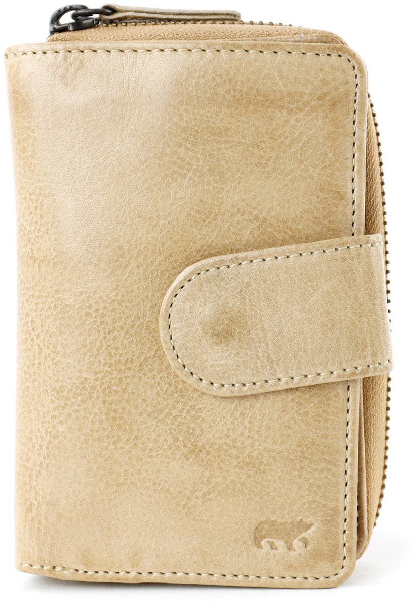 Bear Design Loet Portemonnee Dames - Ritsportemonnee - Leer - Beige