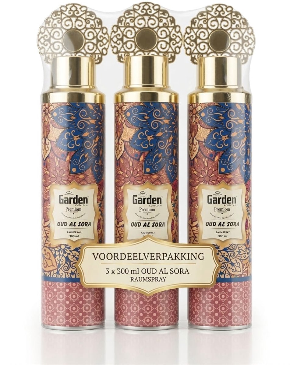 Garden Collection Oud Al Sora Roomspray - Luxe Huisparfum - 3 x 300ml - Voordeelverpakking - Oosterse Geur met Oud & Arabische Extracten - luchtverfrisser