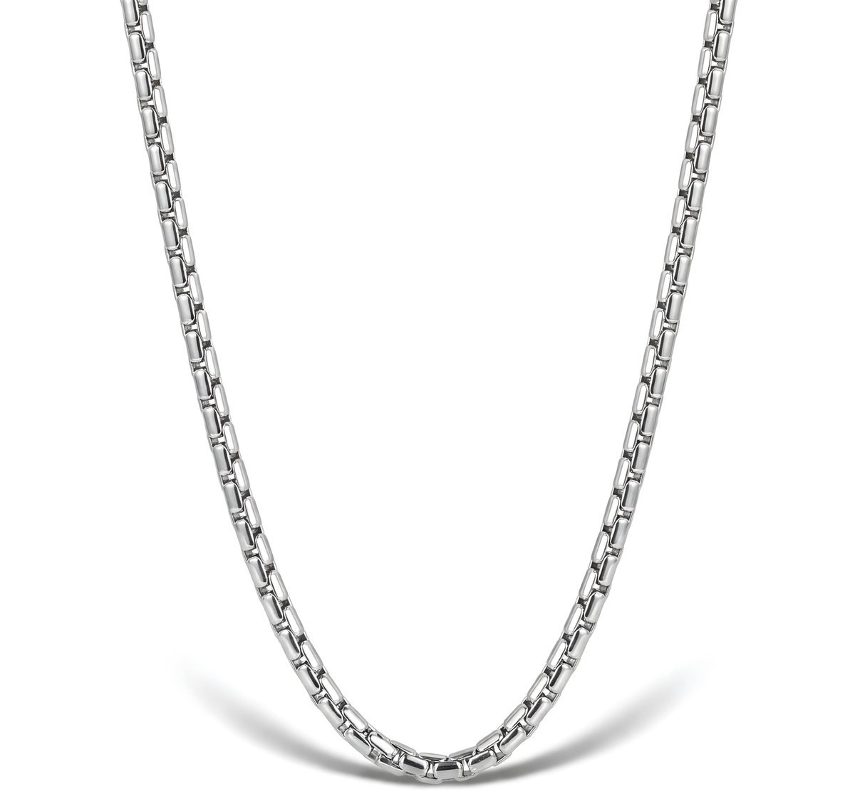 Ketting heren 3mm - 50cm lengte - Ketting heren titanium staal - halsketting voor mannen van Mauro Vinci - met geschenkverpakking