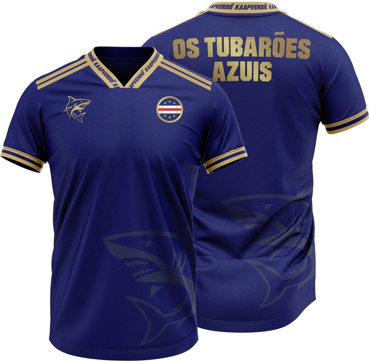 Trinewear WK Shirt Cabo Verde “Blue Sharks Legacy” – Kaapverdië geïnspireerd – unisex – blauw – limited edition 2XL