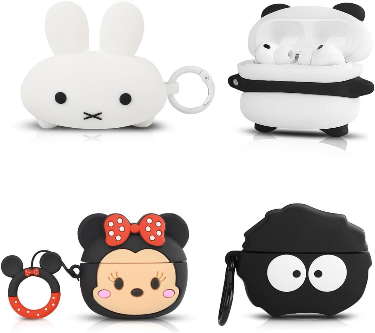 Hoesjes voor AirPods Pro - Oordopjes Case Beschermhoes - Bescherming Opladen - Grappig Cartoon Design - 4 Stuks - Meerdere Combinaties