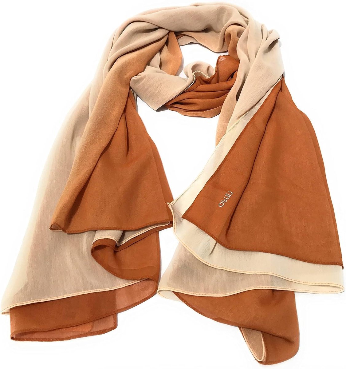 Foulard Dames Sjaal - Stola Bandana - Mode Accessoire - Gegradueerde Kleur - 180x90 cm - Beige Multicoloured