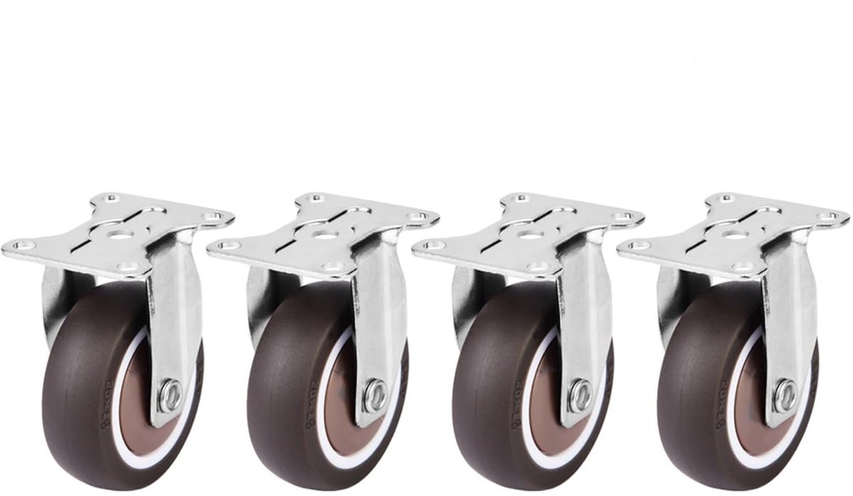 Zware TPE Rubber Zwenkwielen voor Meubels, 4 Stuks, 2 Inch, Verwijderbare Wielen voor Trolleys en Kasten