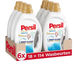 Persil Sensitive Gel - Vloeibaar Wasmiddel - Alle Kleuren Was - Allergie-Vriendelijk - Hypoallergene Parfum - Voordeelverpakking - 6x 18 Wasbeurten
