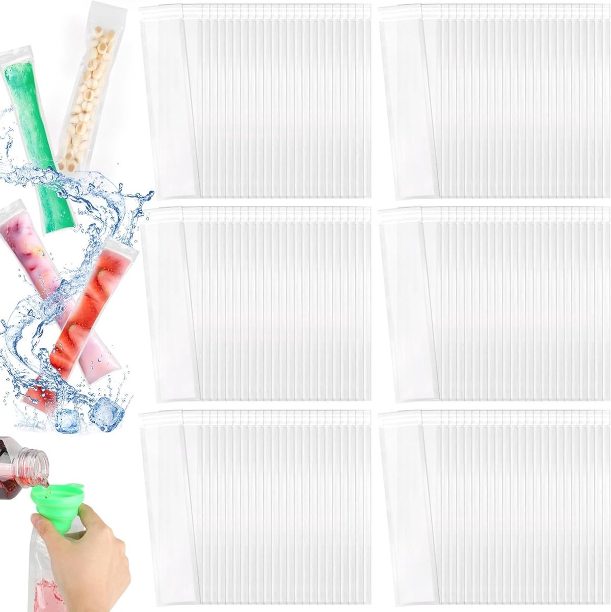 150 Stuks IJszakken - BPA Vrije IJszakken met Trechter - Perfect voor Yoghurt, IJs en Snoepjes