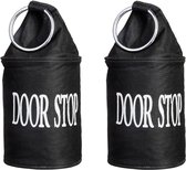 Deurstopper met ring van canvas - functionele hoogte: 16cm - SET 2-Stuks gevuld met zand - zwart