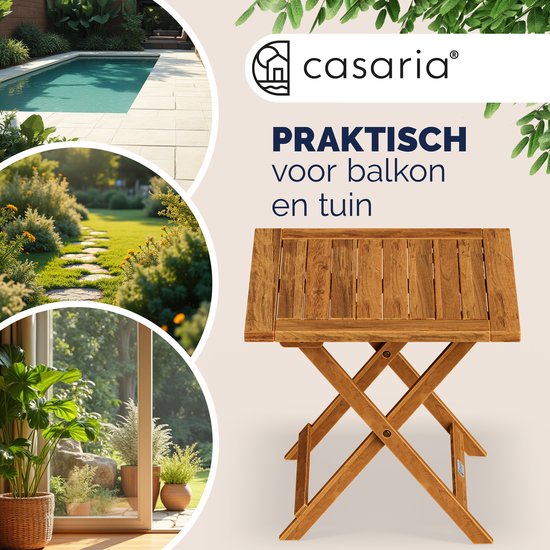 Casaria Bijzettafel - Acacia Hout 46x46x46cm Inklapbaar - Bruin