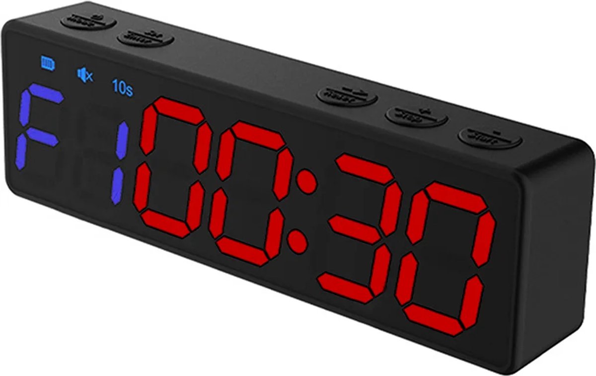 Mini fitnesstimer, oplaadbare stopwatch, draagbare aftelklok met magnetische achterkant, perfect voor fitnesstraining thuis.