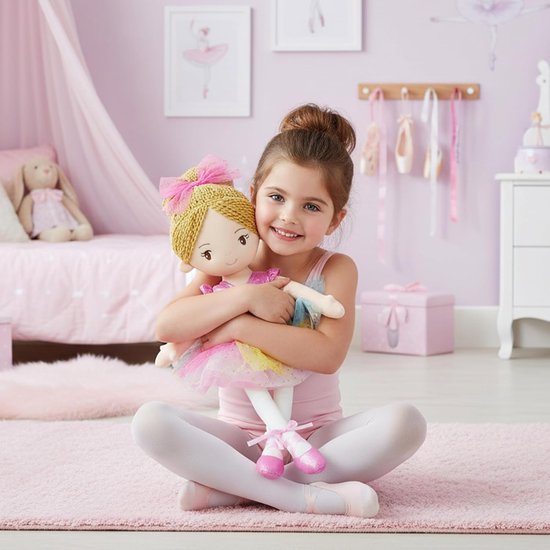 Zachte Ballerina Pop - Pluche pop Danseres pop - Cadeau geven - Geborduurd gezicht - 40 cm - Roze outfit — afbeelding 4