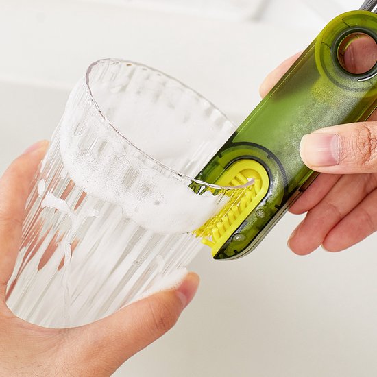 Set van 3 - U-vormige borstels voor bekerdeksels - Schoonmaakborstels - 3-in-1 - Het ultieme schoonmaakhulpmiddel - Kierborstel voor flessen - Diverse kleuren van Merkloos — afbeelding 3