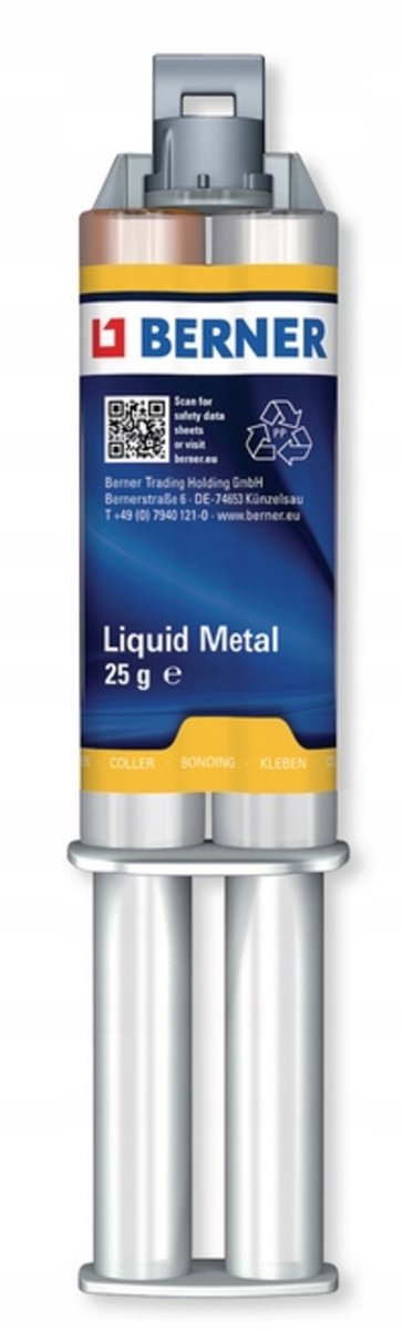 Berner - Vloeibaar Metaal - 2-Componenten Epoxy - 25g Spuit - Inclusief 2 Mengtuiten - Voor Staal, Aluminium en Keramiek