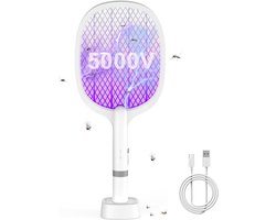 Elektrische Vliegenmepper 5000V - 2-in-1 met UV Lichtval en USB-C