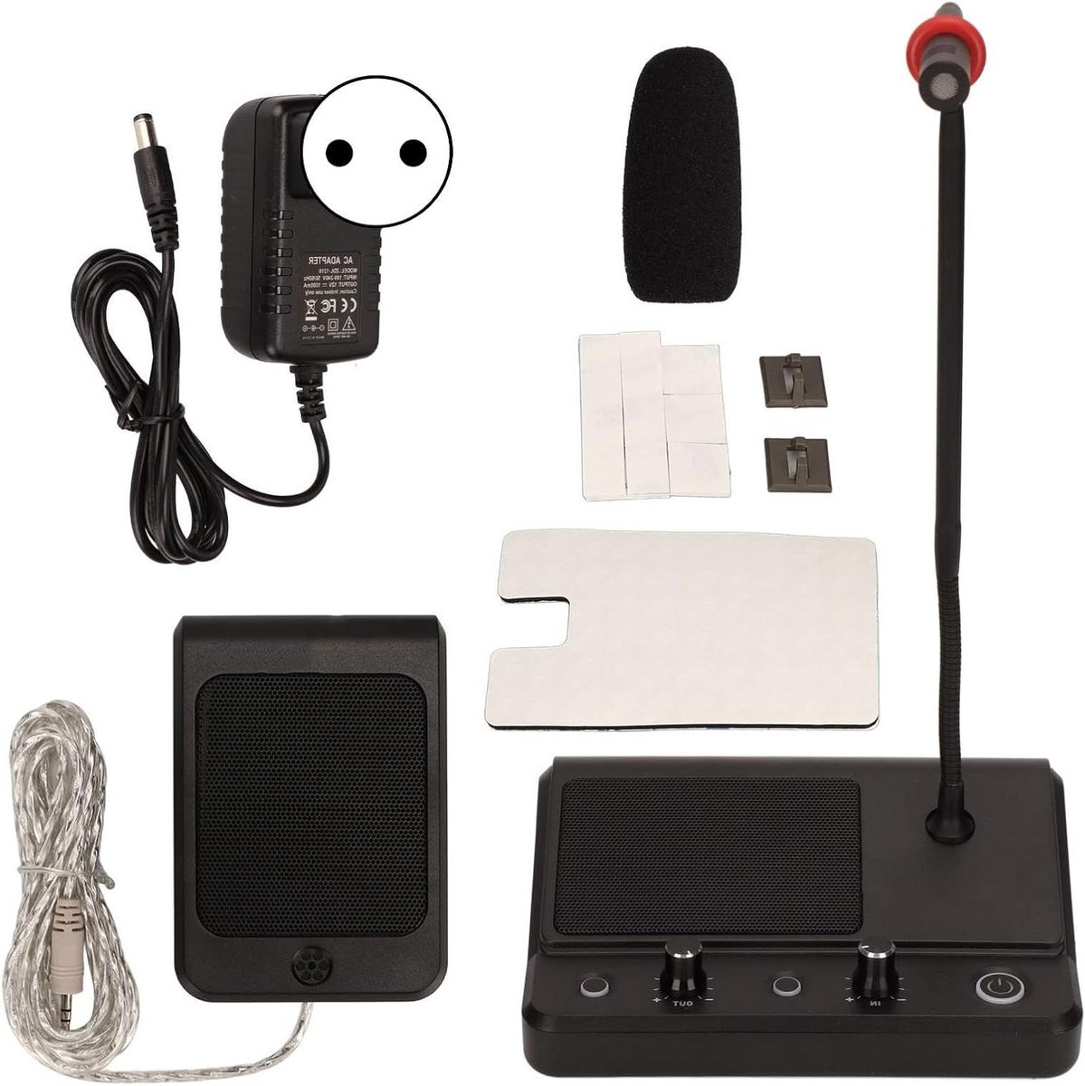 Raamintercom - Intercom Systeem - Communicatie Loket - Dubbele Luidspreker - 2 x 5W - Zwart