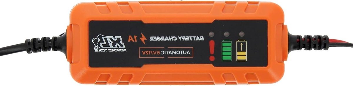 Acculader - Druppellader Batterijlader - Accu Onderhoud - Intelligente Laadcontrole - 6V/12V 1A - Oranje
