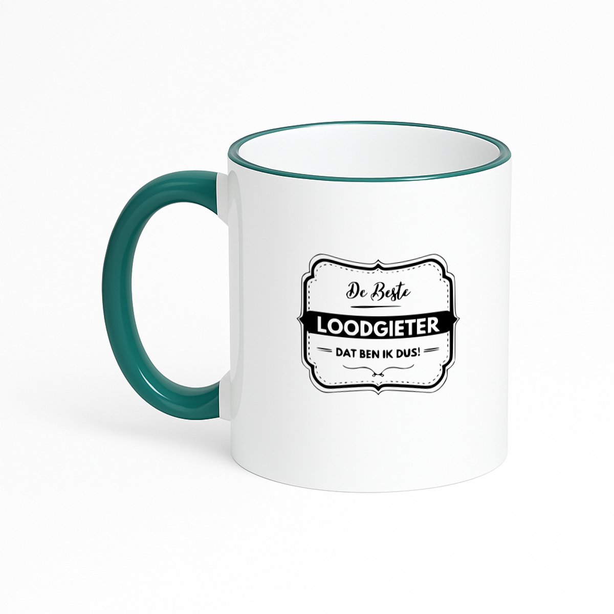 Hacebo® - De beste loodgieter dat ben ik dus koffiebeker met gekleurde rand donker groen - Loodgieter - Vrienden familie - thee mok - koffie beker - Collega - Cadeau - koffiemok - 330 ML