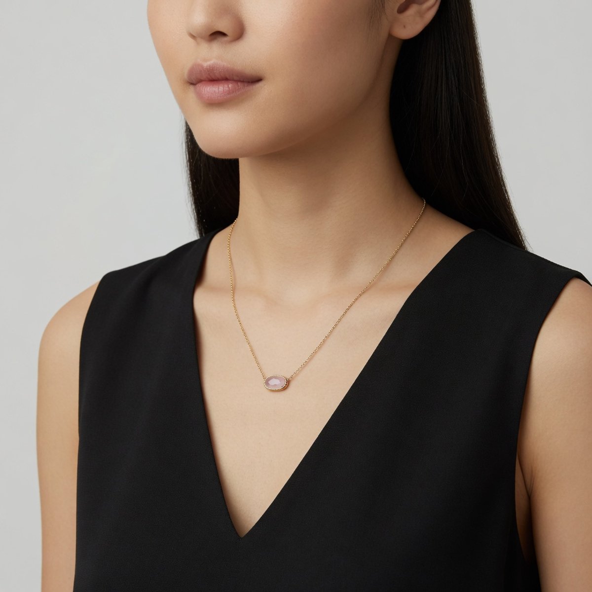 chetoria Cadeau Ketting met Roze Kristal