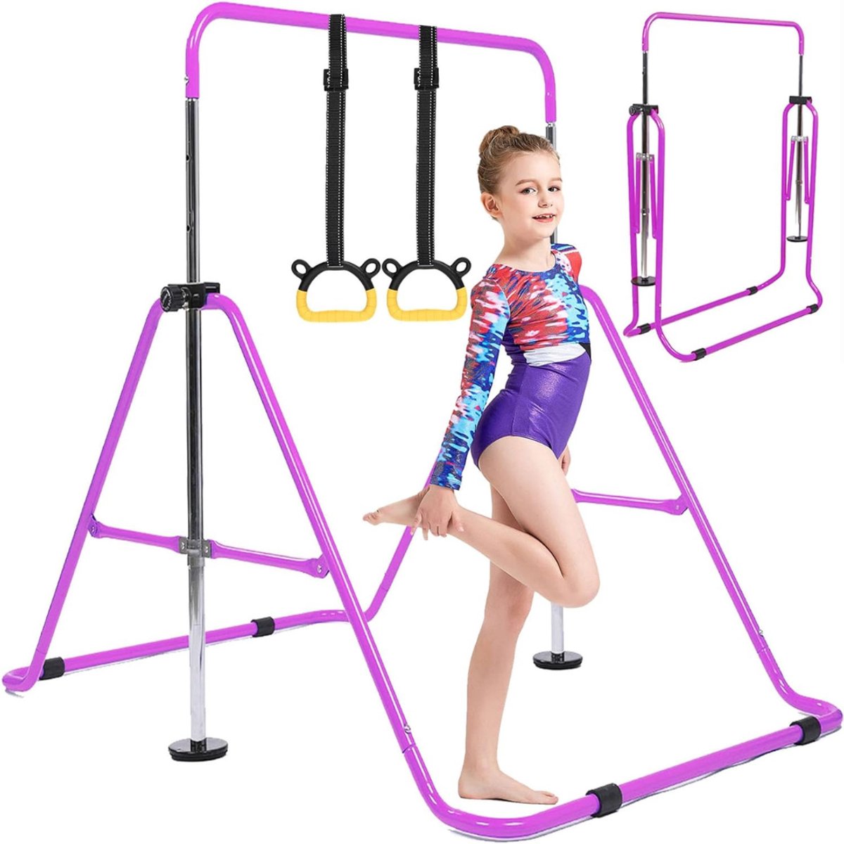 SVN® Duikelrek - Rekstok - Turnrek - Verstelbare Hoogte - Opvoubaar - Paars - 150cm x 108cm x 130cm