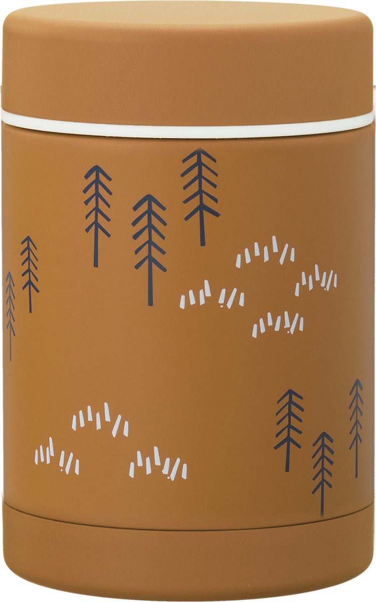 Fresk Thermos Lunchbox Kinderen – 300 ml – RVS Voedselcontainer – BPA-vrij – Lekvrije dop – Thermosbeker – Food Jar tot 6 Uur Warm – Lunchpot – Okergeel - Woods Spruce Yellow