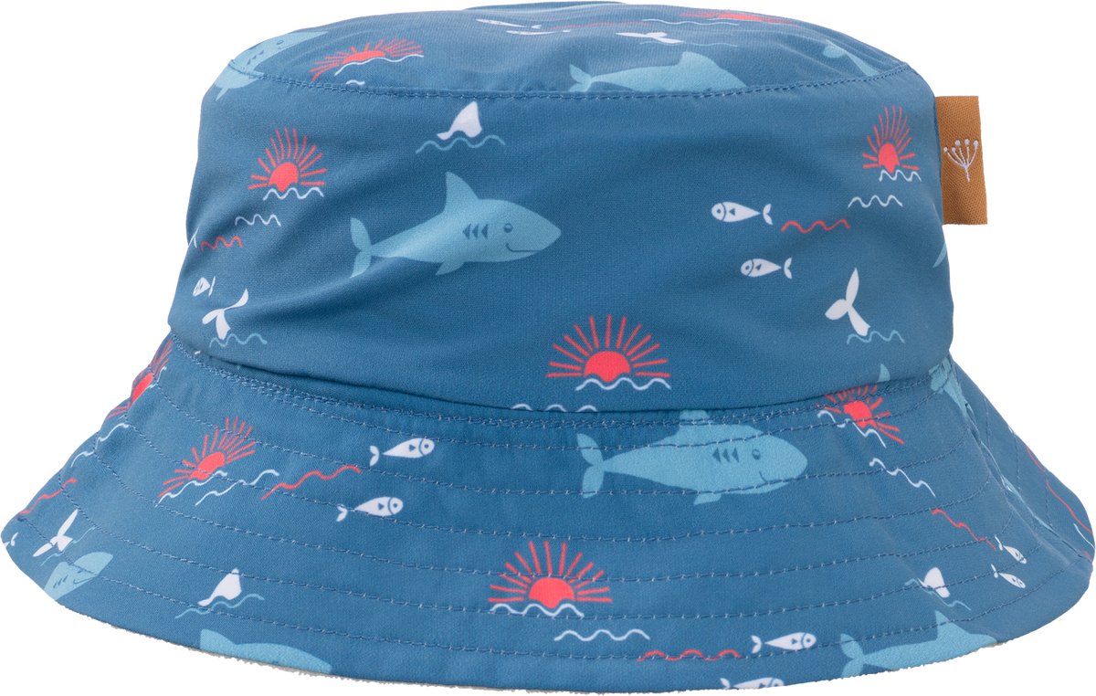 Fresk UV 50+ Zonnehoed voor kinderen 74 – Beschermende Reishoed – Hoofdbescherming Jongens - Blauw - Shark