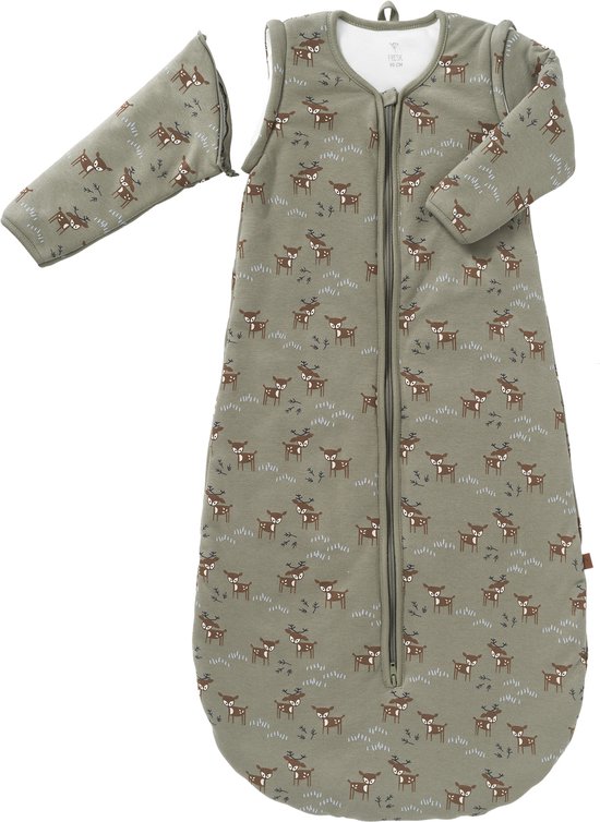 Fresk Slaapzak Baby Winter – Afritsbare Mouwen - Interlock met Lichte Voering - Biologisch Katoen - Zacht en Ademend - TOG 2.8 - Groen - Deer Olive — afbeelding 3