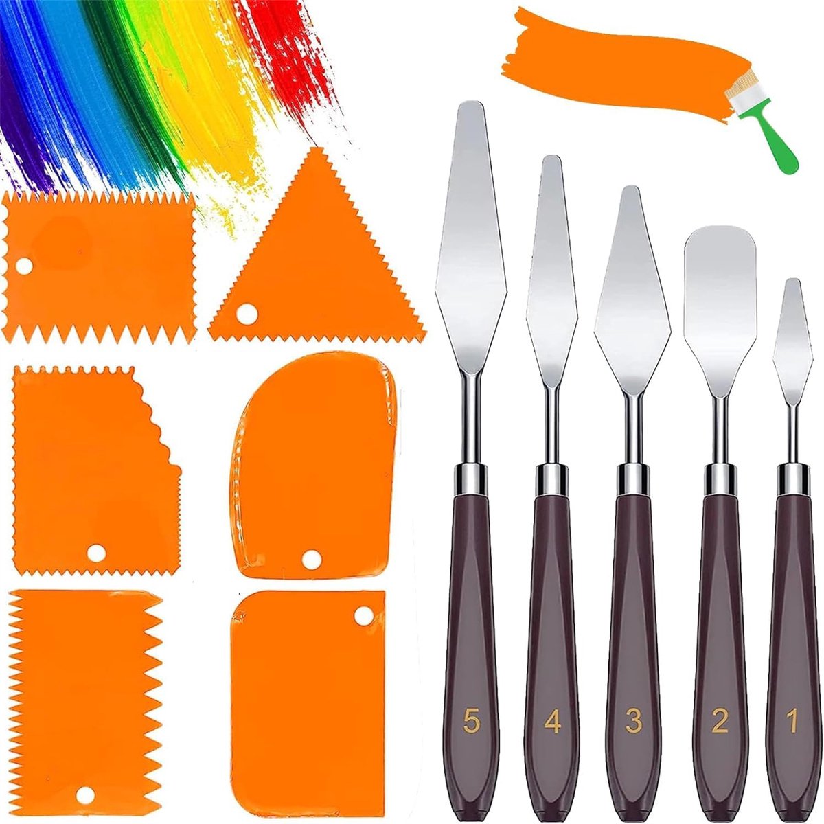 carmdering - 11-delige Schilderpaletmes Set - Paletmes - Schildergereedschap - - Inclusief constructiepasta, schrapersetSchildersmessen Voor Schilderen Verf Olieverf Acrylverf Kunst & Hobby