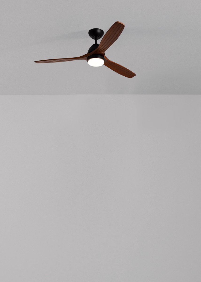 CREATE - Plafondventilator 40W silent Ø132 cm 100% hout - M - Met licht - Afstandsbediening - WIND CUP