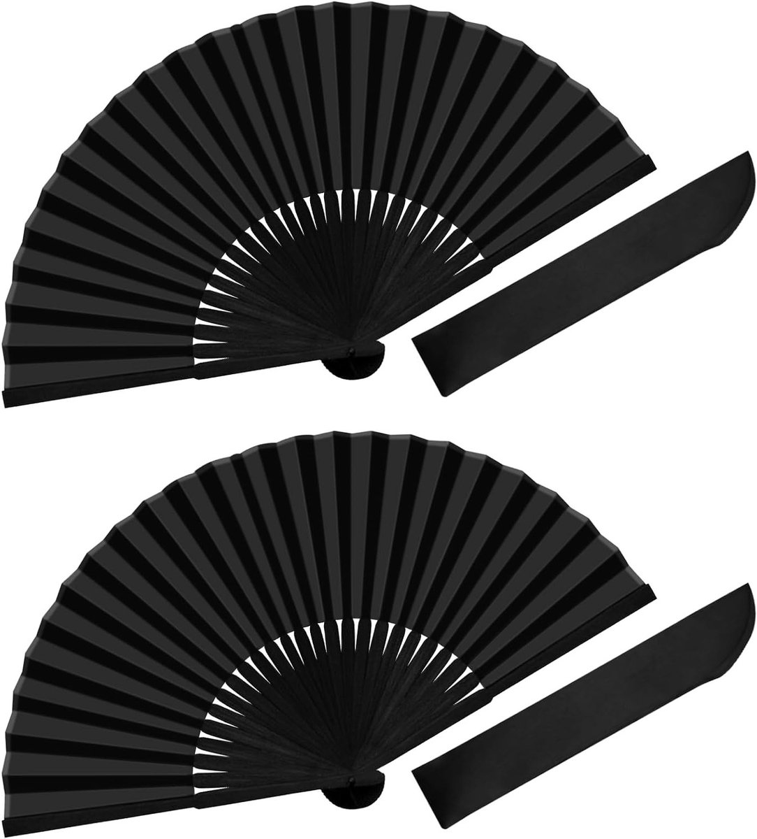 2 Stuks Vouwbare Handfans - Draagbare Chinese Stijl Vfans met 2 Opbergtassen voor Dans, Feest en Trouwerij Cadeaus