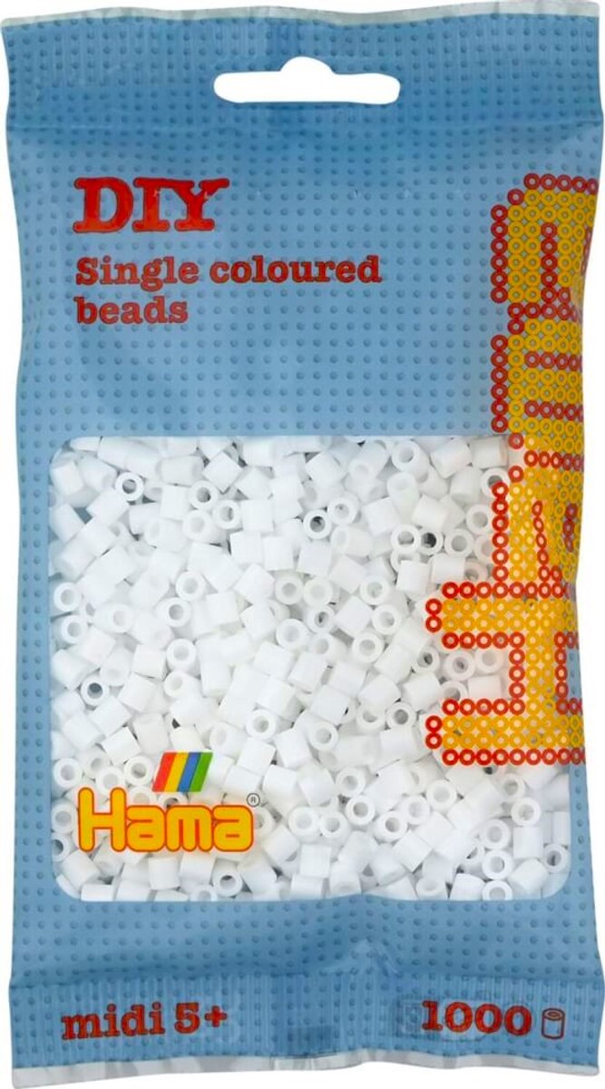 Set van 5 verschillende basis kleuren Hama midi strijkkralen: rood, geel, blauw, wit & zwart (primaire kleuren) voor normale strijkparels, schoencadeau Sint / Kerstmis! — cadeau in Spellen & Speelgoed - foto 6