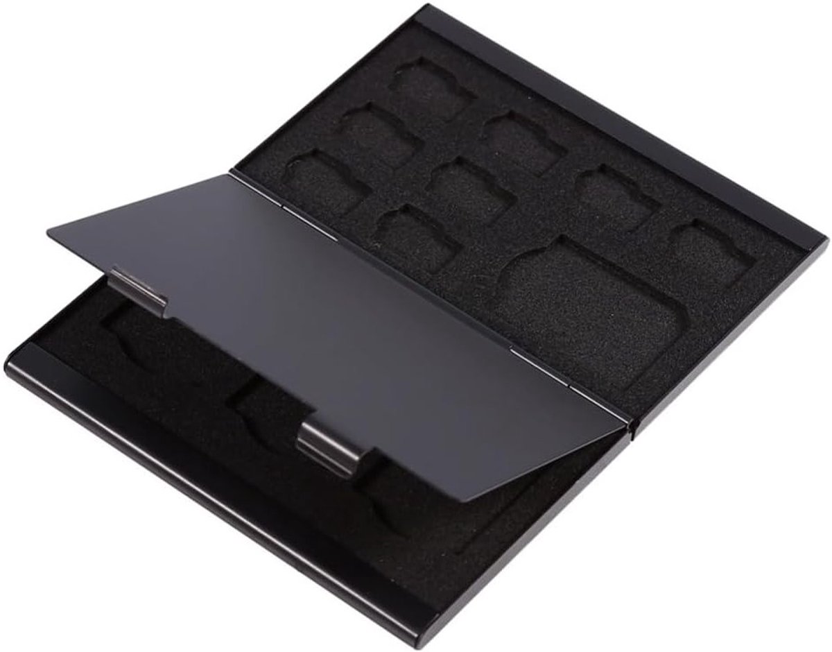 Beschermende Opbergdoos voor Geheugenkaarten - Aluminium Geval voor TF en SD Kaarten, Compact en Duurzaam, 9.5 x 6 x 1 cm (8 Pcs TF & 4 Pcs SD)