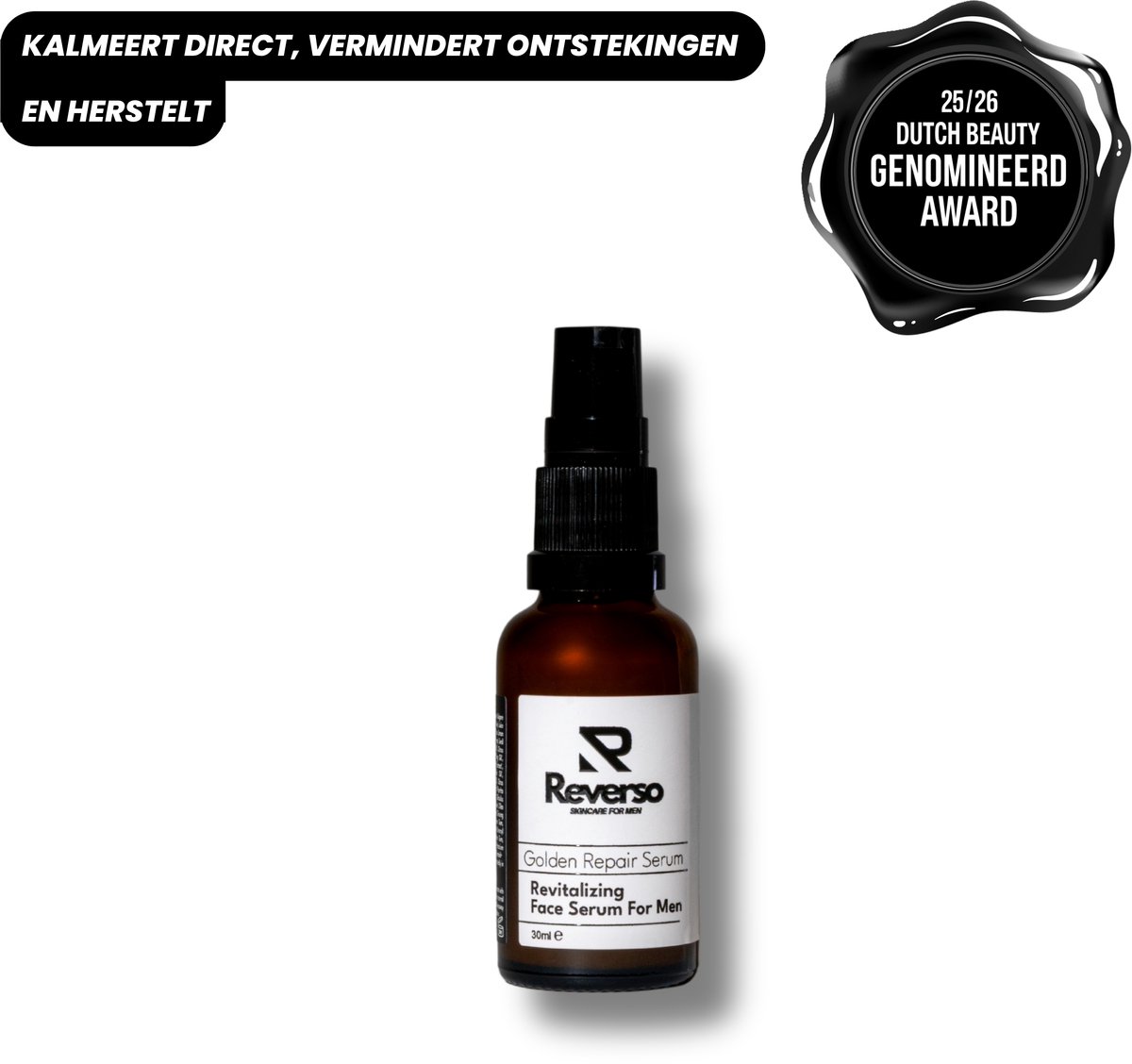 Reverso Golden Repair Serum - Plantaardig Gezichtsserum - 30ml - Voor Mannen - Alle Huidtypen