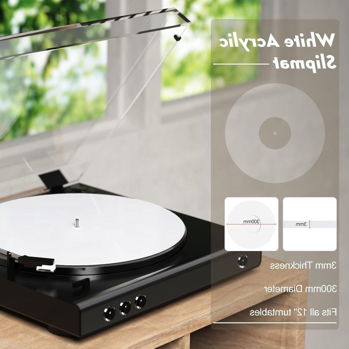 Platter Slip Mat voor 12 Inch Vintage Platenspeler - Vervangende Acryl Mat voor 33 1/3rpm en 45rpm Platen, Vermindert Geluid en Statische Stof