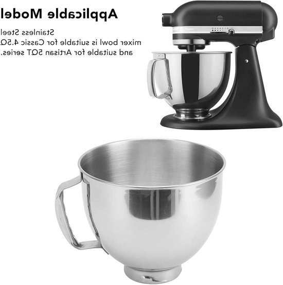 Roestvrijstalen Mengkom - Bak Kom - Keukenmixer Accessoire - Duurzaam 304 Materiaal - 5QT Capaciteit — afbeelding 2