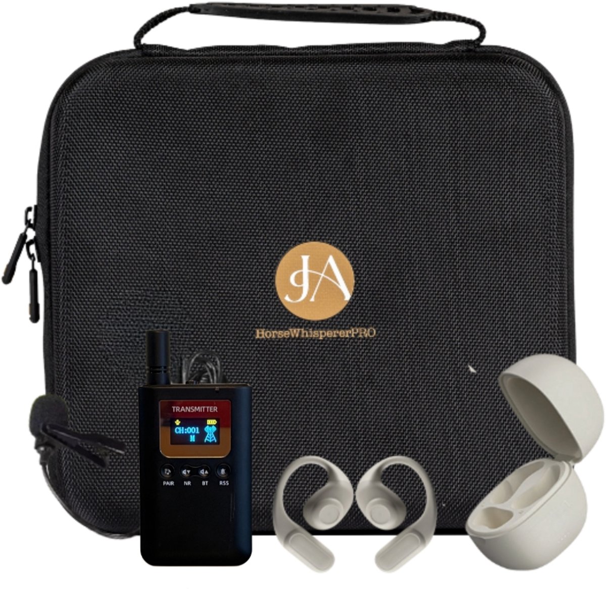 HorsewhispererPRO Showtime Wireless (Black) - Compact & performant instructiesysteem voor paardrijden - Complete Set - Wireless Horse Instruction System - ECHT volledig wireless!