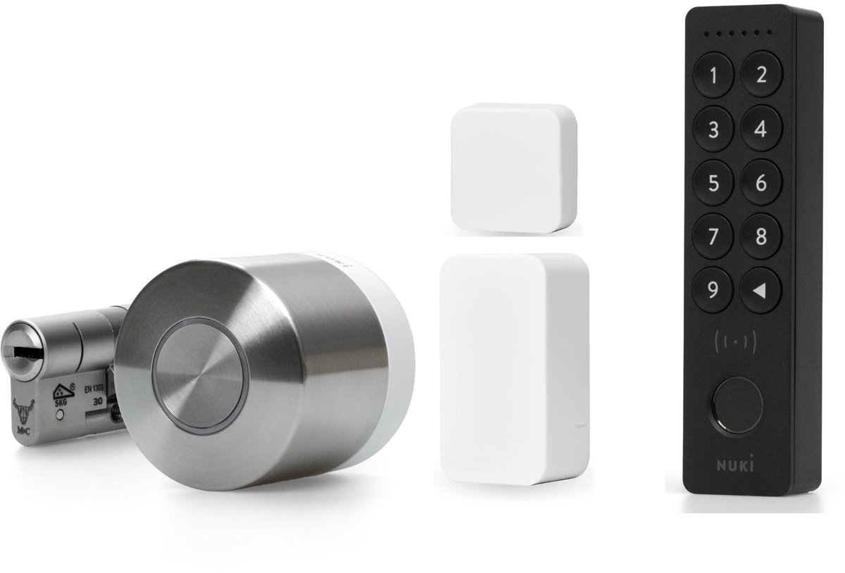 Nuki Smart Lock Ultra – Incl. Keypad 2 NFC & Door Sensor - Slim Deurslot met & – Auto Unlock, Nachtmodus & Lock ‘n’ Go – werkt met Google, Alexa & Apple – Incl. SKG Cilinder