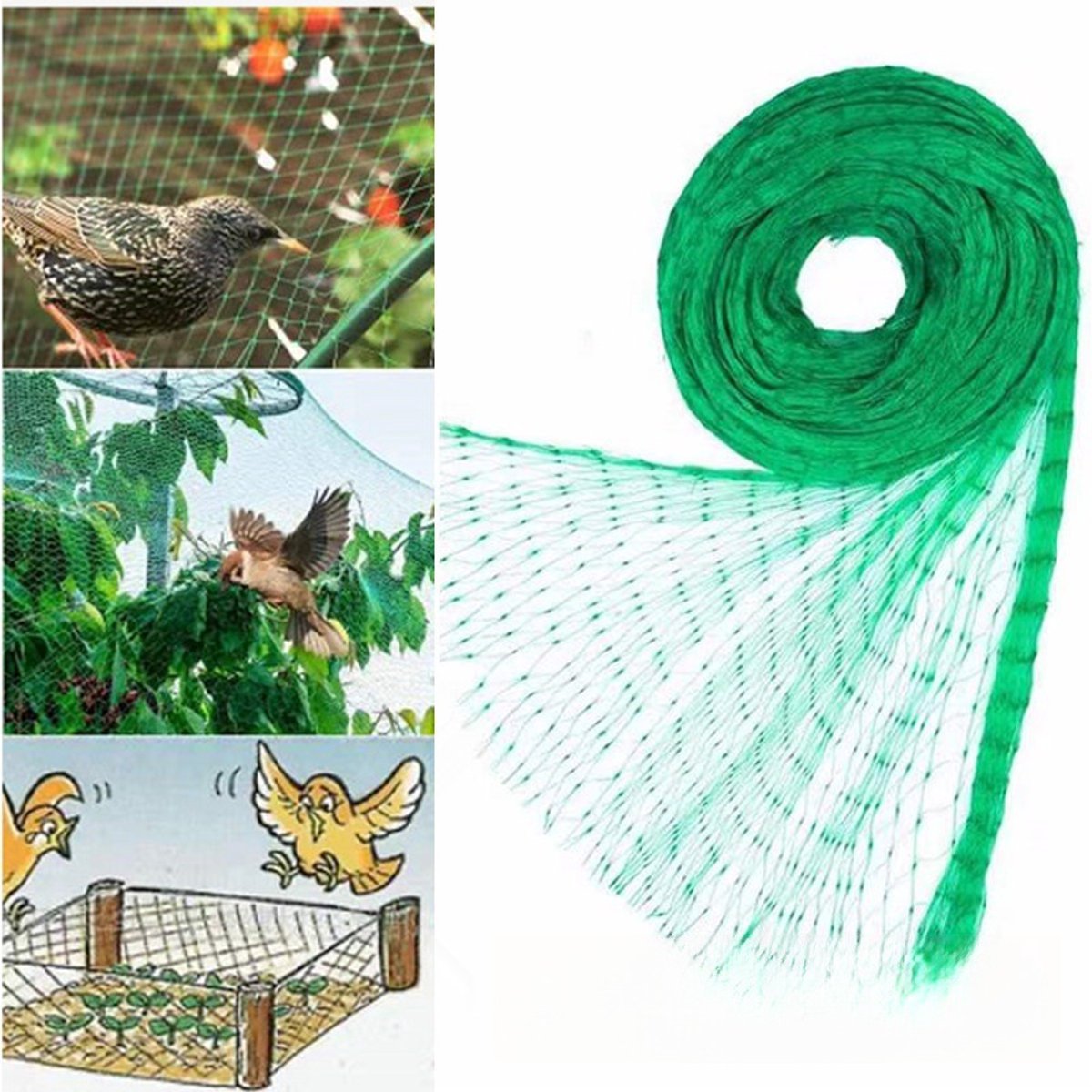 Vogelnet, 4 x 6 meter, tuinnet, gebruikt om groenten, planten en fruitbomen te beschermen tegen vogels en andere dieren.