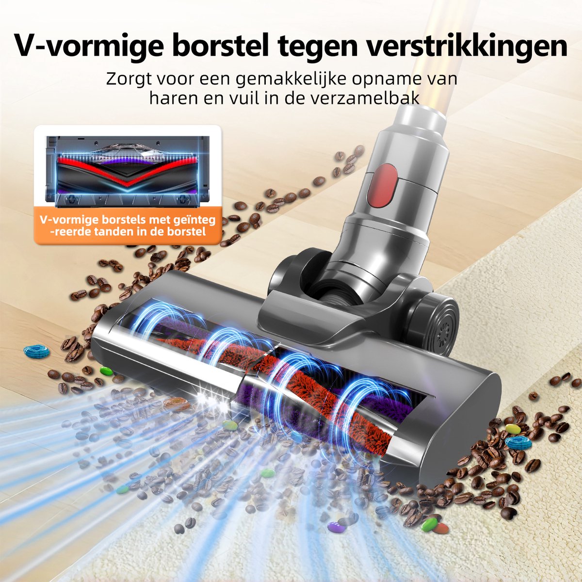 Authmic Draadloze Steelstofzuiger 30000Pa met Extra Borstel - afbeelding 3