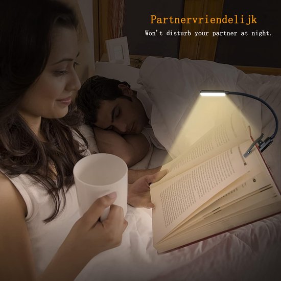 Sander Shop 9 LED Clip op Boek Licht, 3 Eye-Protecting Modes Flexibele Leeslamp Boek Lamp (Warm&Cool Wit Licht) -Traploos Dimmen, Oplaadbaar, Lange Batterijlevensduur, 4-Level Power Indicator van sander-shop — afbeelding 3