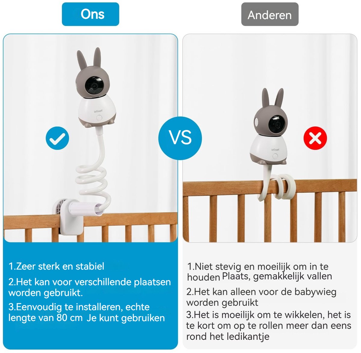 ieGeek Babyfoon met 2 Camera's en 5 Inch HD Monitor - afbeelding 3