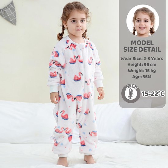 Slaapzak met voeten - Trappelzak pyjama - Baby slapen - Gedeelde voeten ontwerp - 25 TOG - Flamingo van slaapzak-met-voeten — afbeelding 2