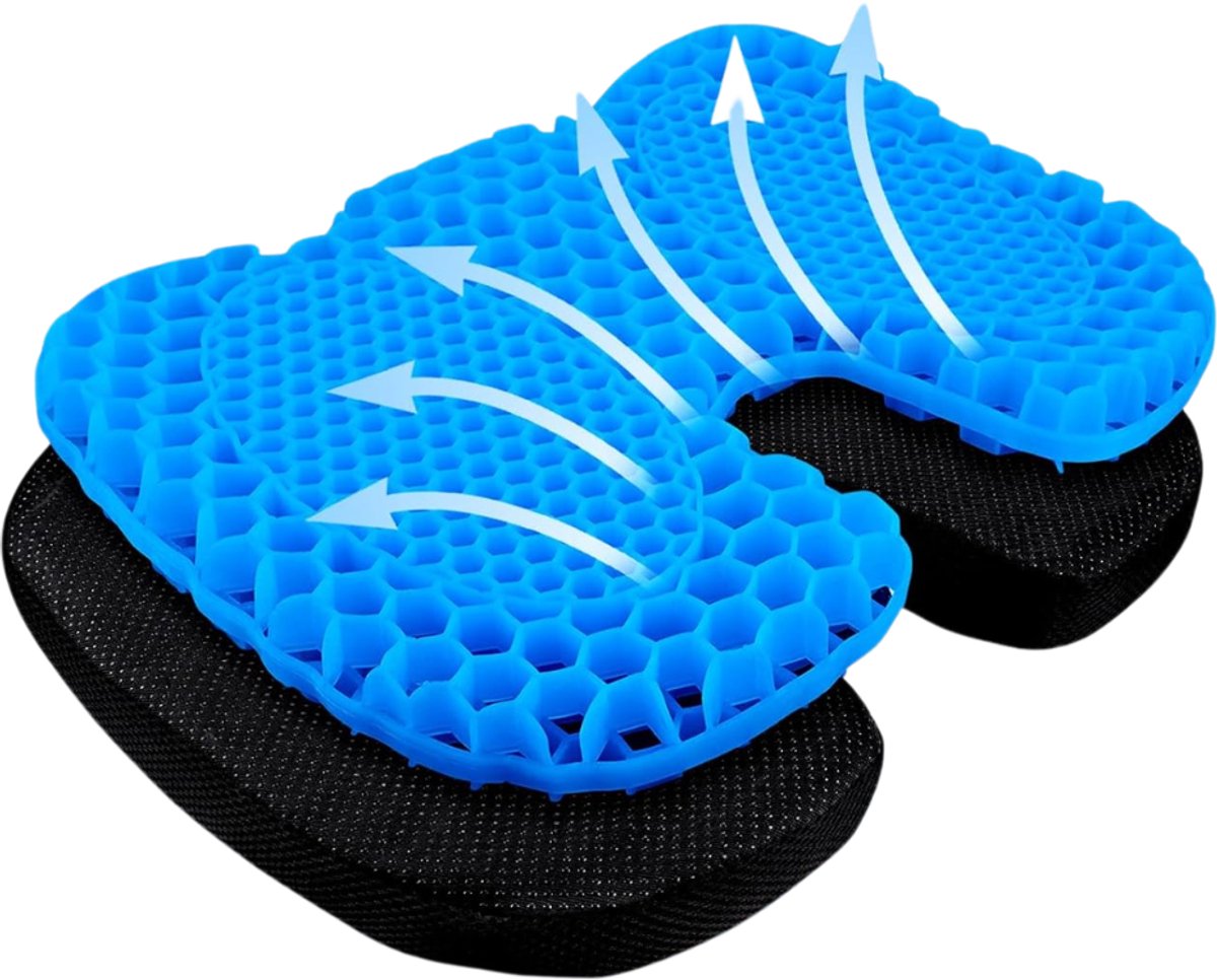 Imperatoris Gelkussen - U-vormig - Gel Zitkussen - Gelkussen Zitten - Stuitkussen - Wigkussen - Stoelkussen - Orthopedisch - Traagschuim Kussen - 43 x 35 x 4 cm - Blauw - van Imperatoris