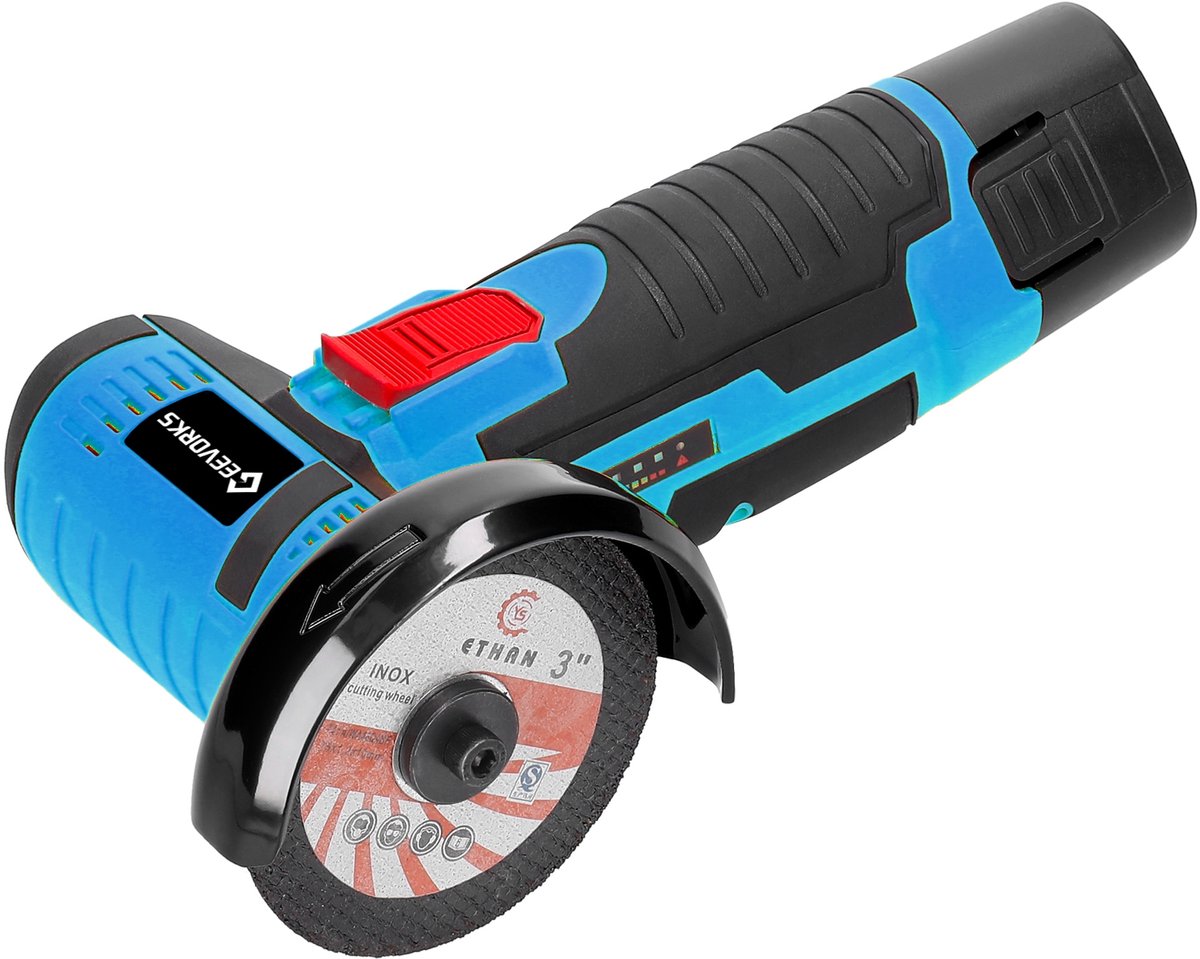 12V Mini Haakse Slijper – 19500 RPM Draadloos – 76mm Snijmachine – 2 Accu’s + EU Oplader – Voor Metaal & DIY