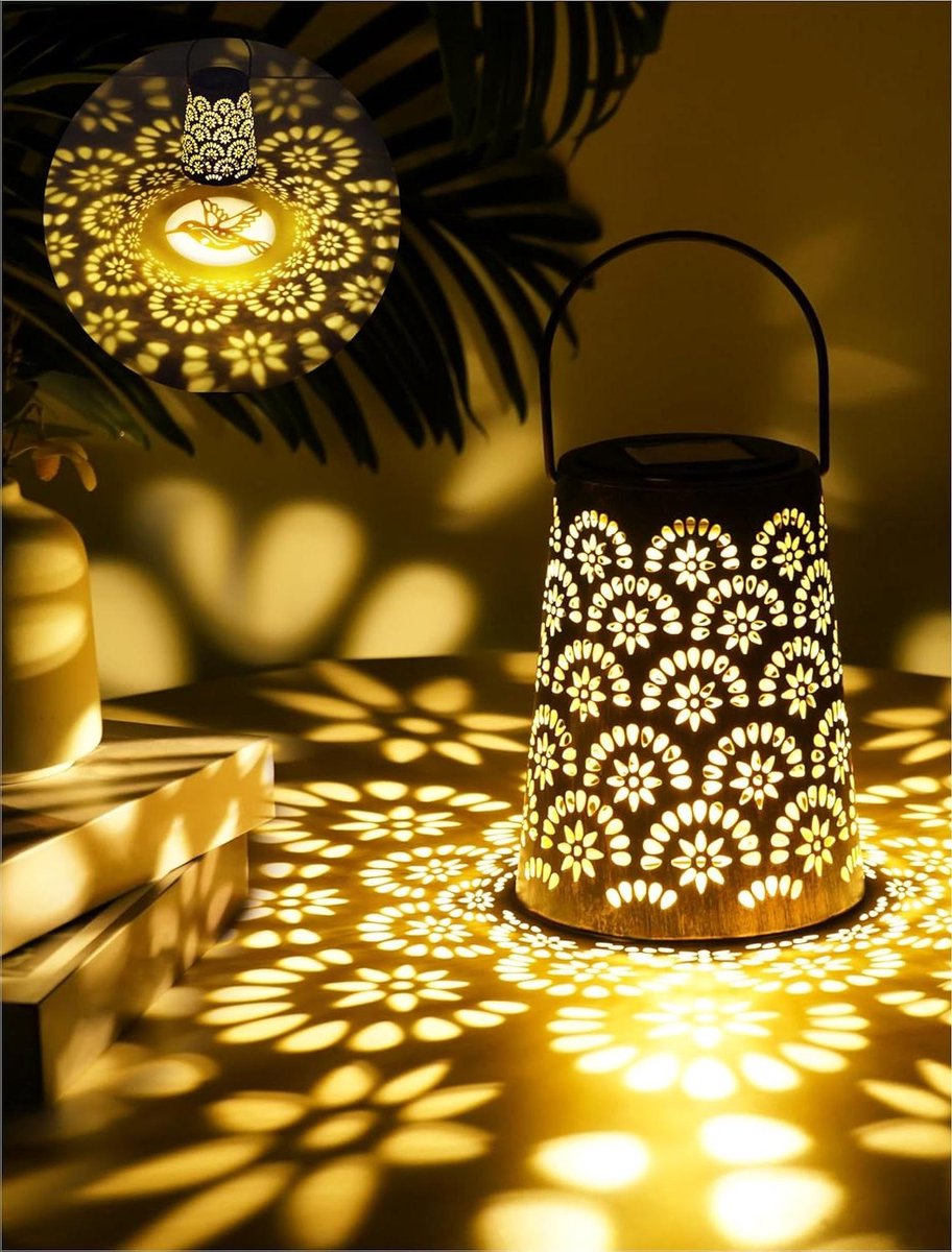 Zonnelamp Lantaarn - Tuinlamp Hanglamp - Decoratieve Verlichting - Vintage Design Met Patr