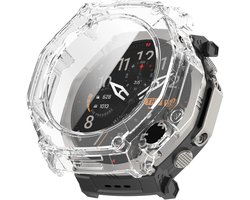 Strap-it PC case met glas geschikt voor Amazfit T-Rex Ultra 2 - Optimale bescherming - Screenprotector - Beschermend hoesje - Bescherming tegen stoten & krassen - Transparant